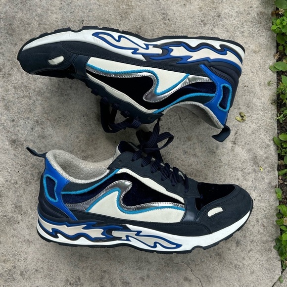 Sandro Paris Flame Sneakers, 3 blues, size 40 - Picture 5 of 11